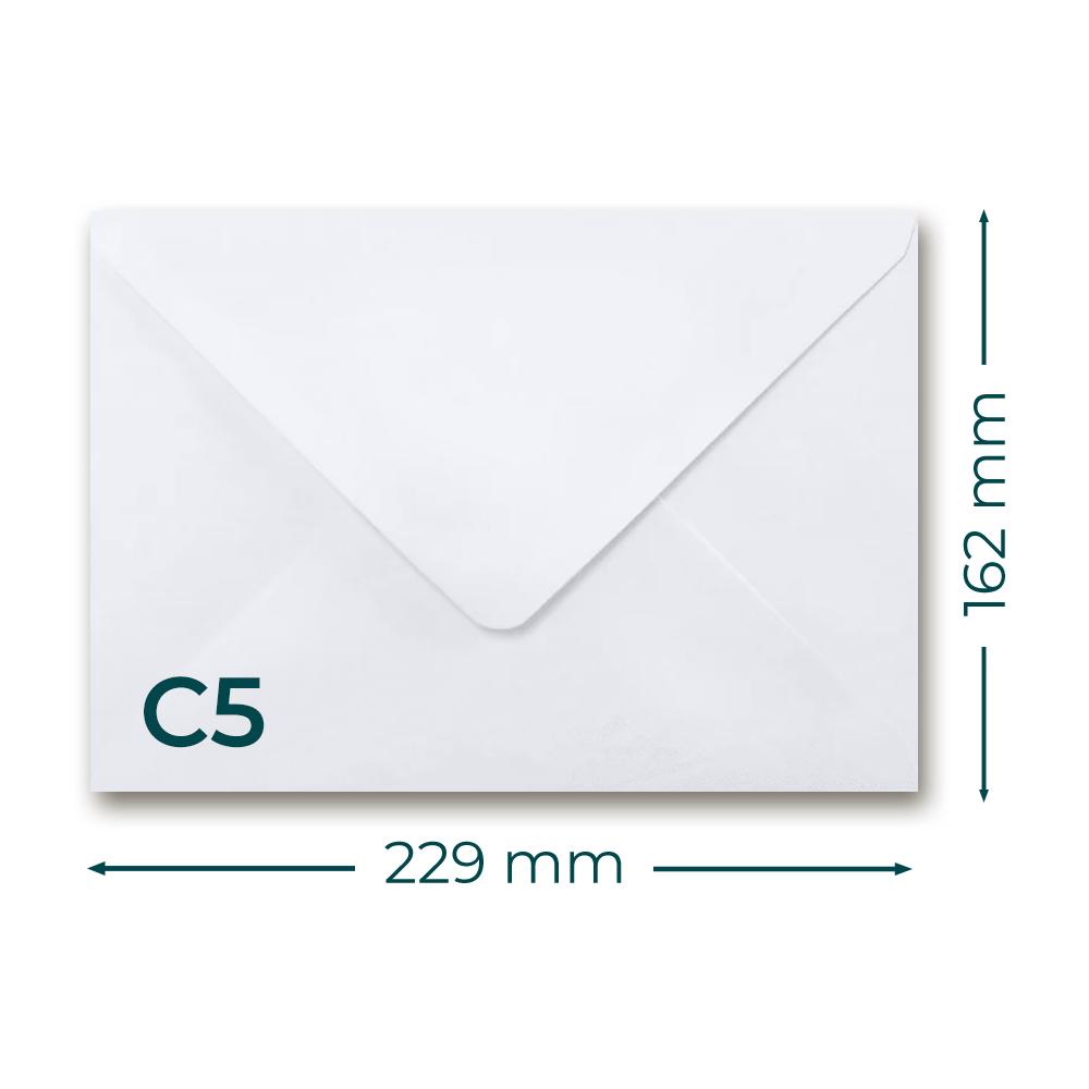 C5 Bio Top envelope with measurements. 229 x 162 mm.