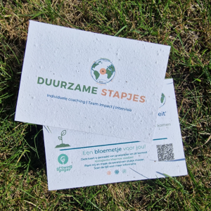 Growing paper business cards made for Duurzame Stapjes