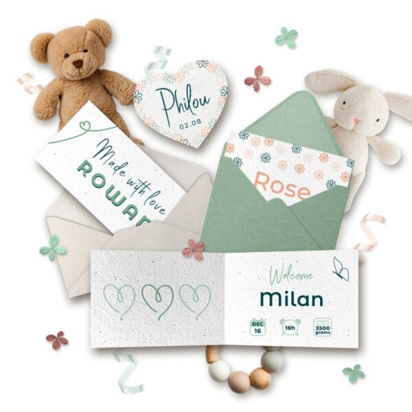 Custom seed paper birth cards