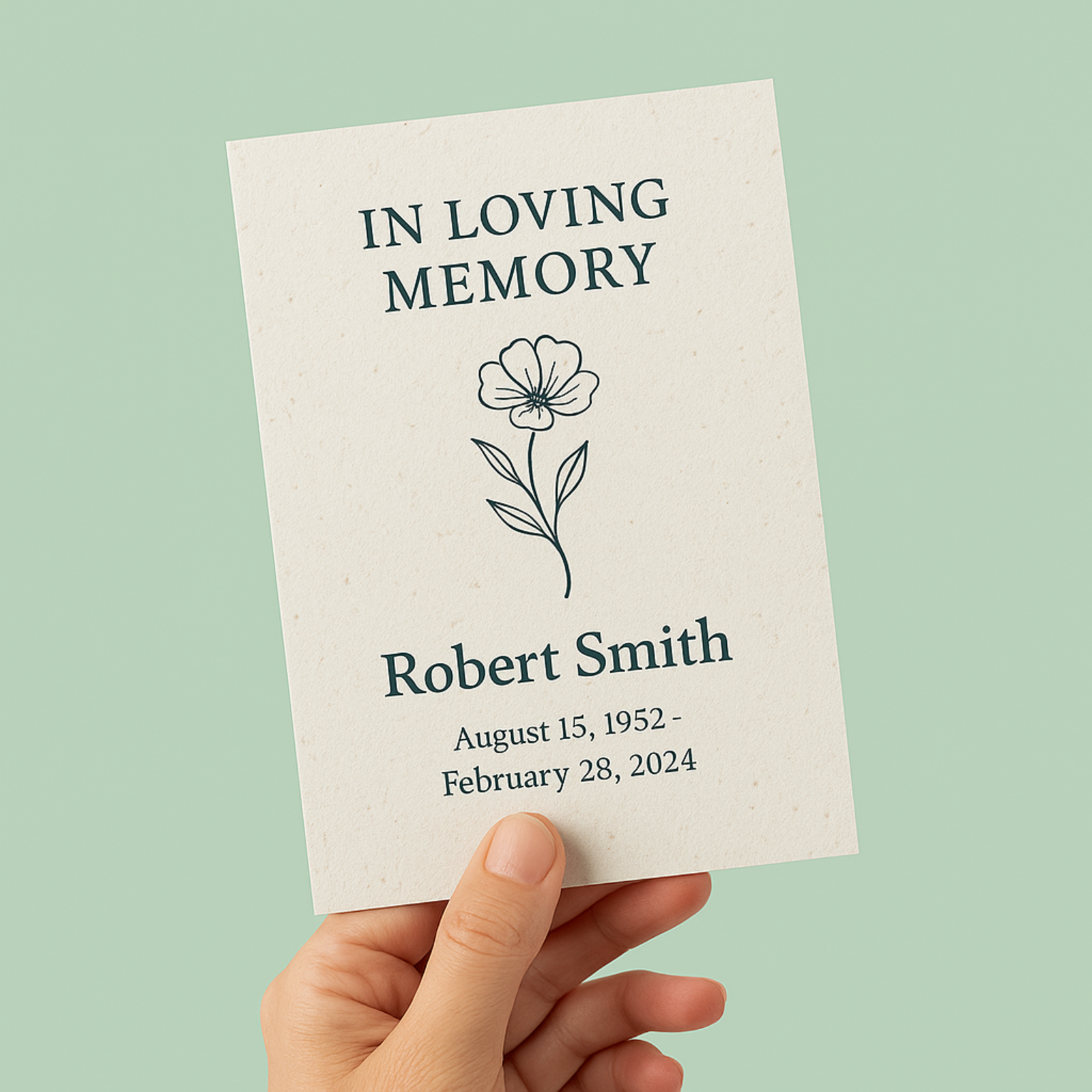 Custom seed paper memorial cards