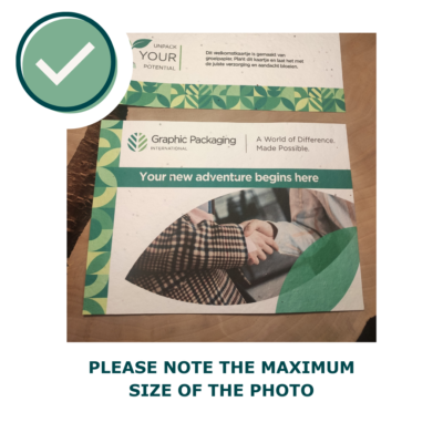 Growing paper card with a picture taking up 40% of the card