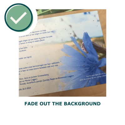 Growing paper card with faded background
