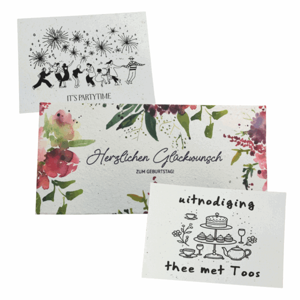 Individuell gestaltete Samenpapier-Geburtstagseinladungen