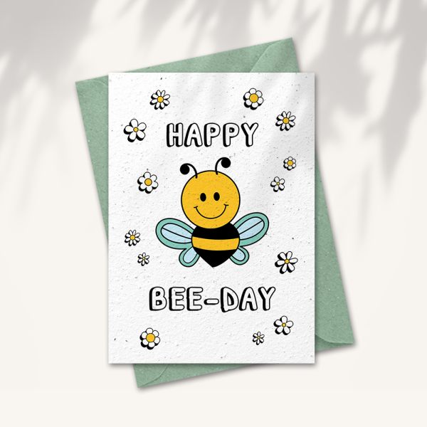 Verjaardagskaart “Happy bee-day”