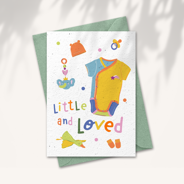 Baby kaart “Little and loved”