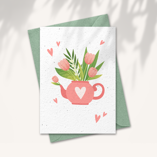 Bloemenkaart – Tulpen in theepot