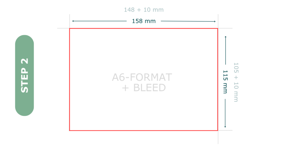 Step 2 of making a design with bleed