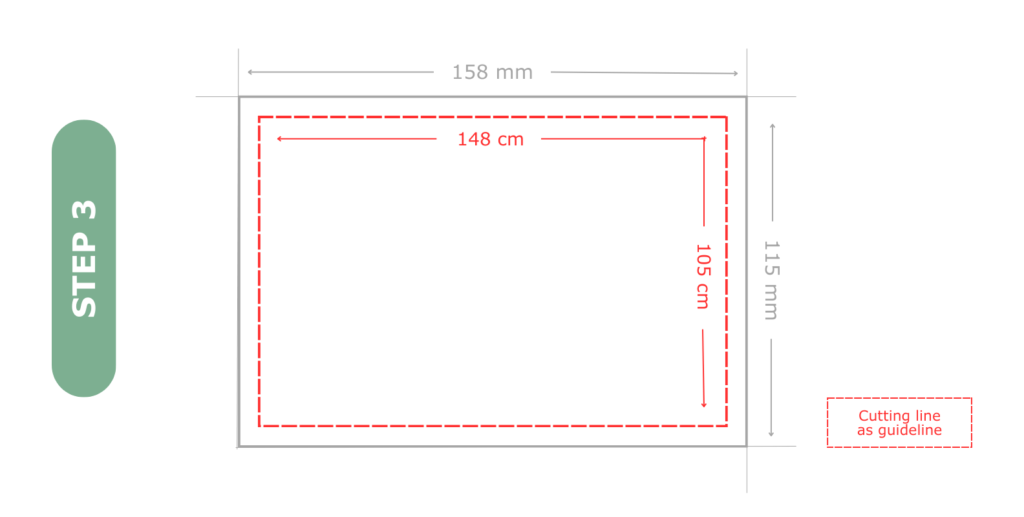 Step 3 of making a design with bleed
