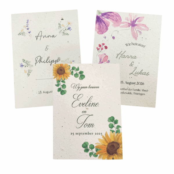 Individuell gestaltete Samenpapier-Hochzeitseinladungen