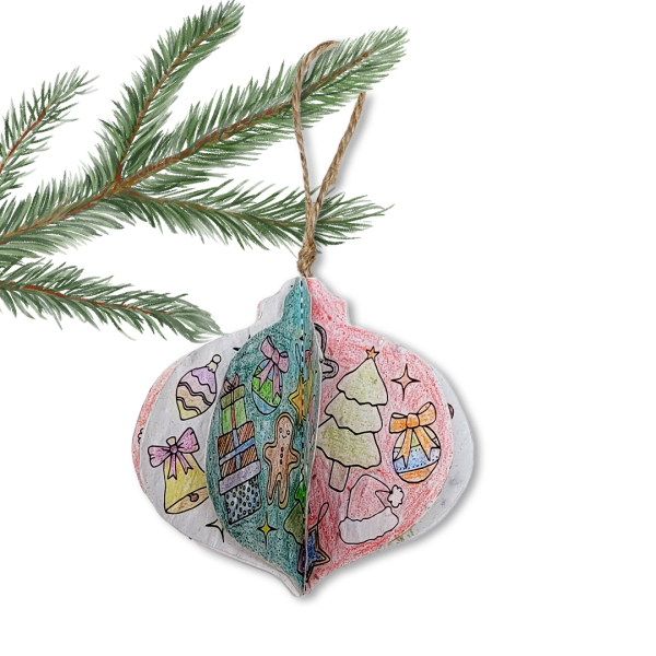 DIY kleurplaat kerstbal