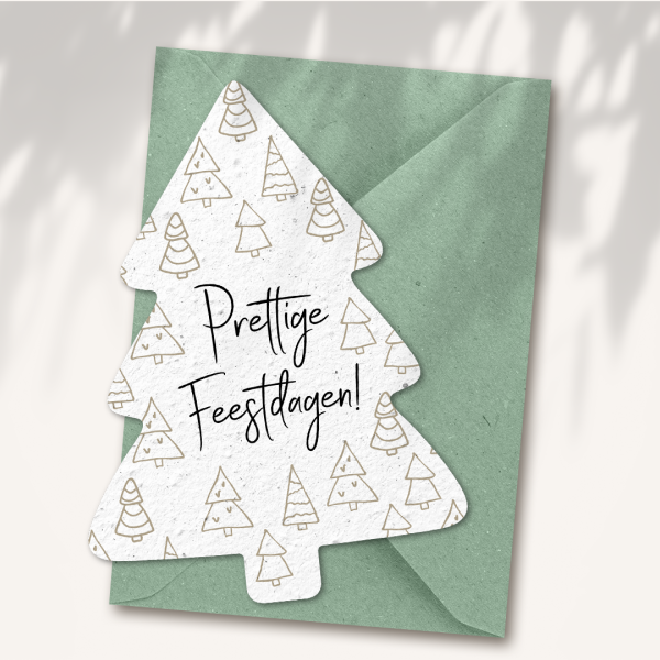 Kerstboom kaart “Prettige feestdagen”
