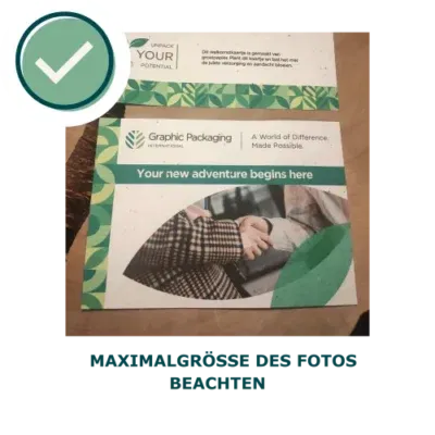 Growing paper card with a picture taking up 40% of the card