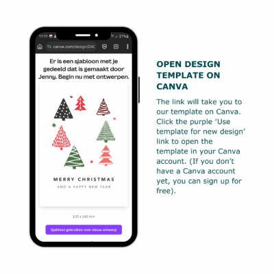 How to order your personalised Christmas card - Step 2 - Open the template on Canva