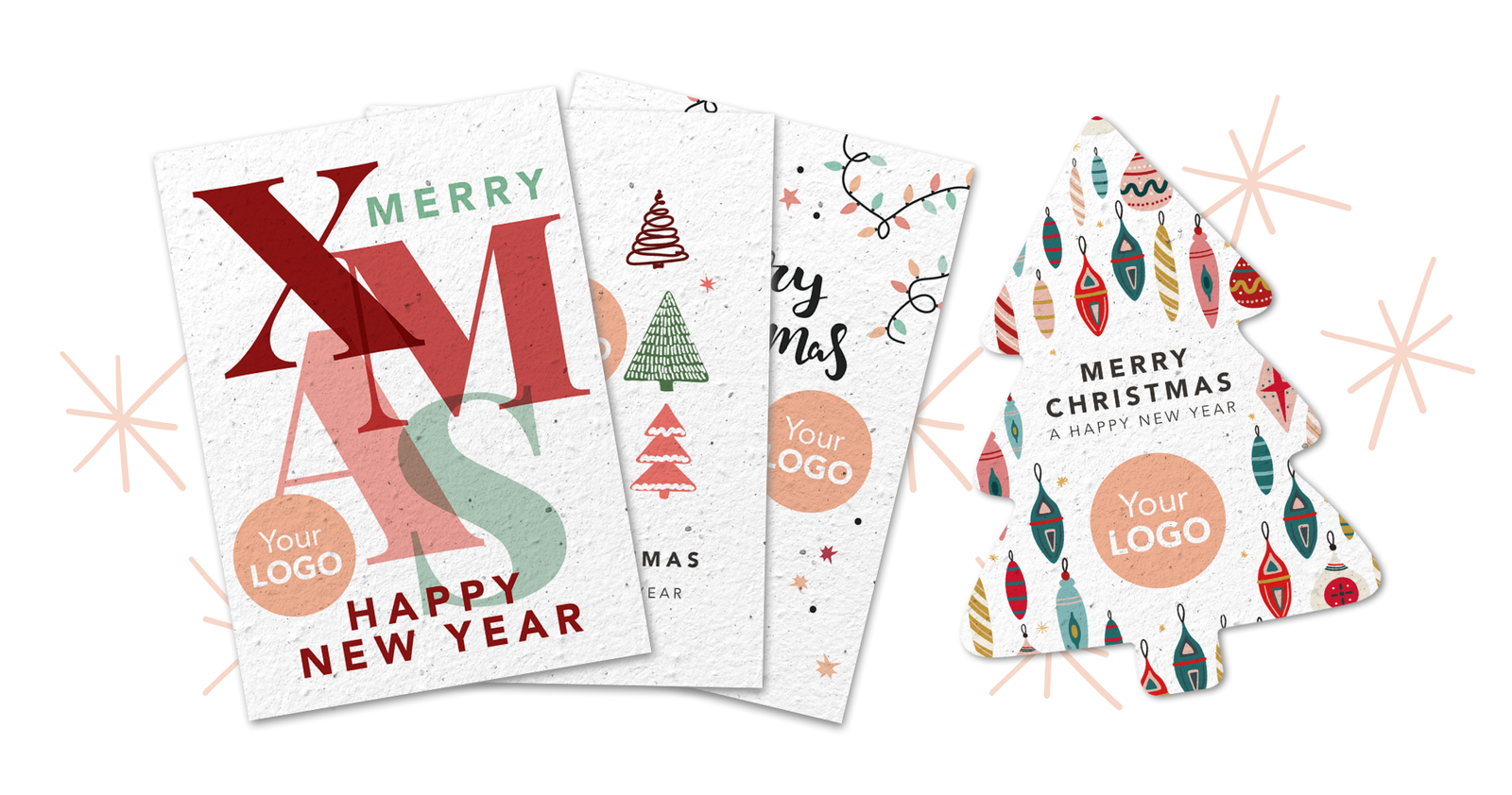 Growing paper Christmas cards with logo