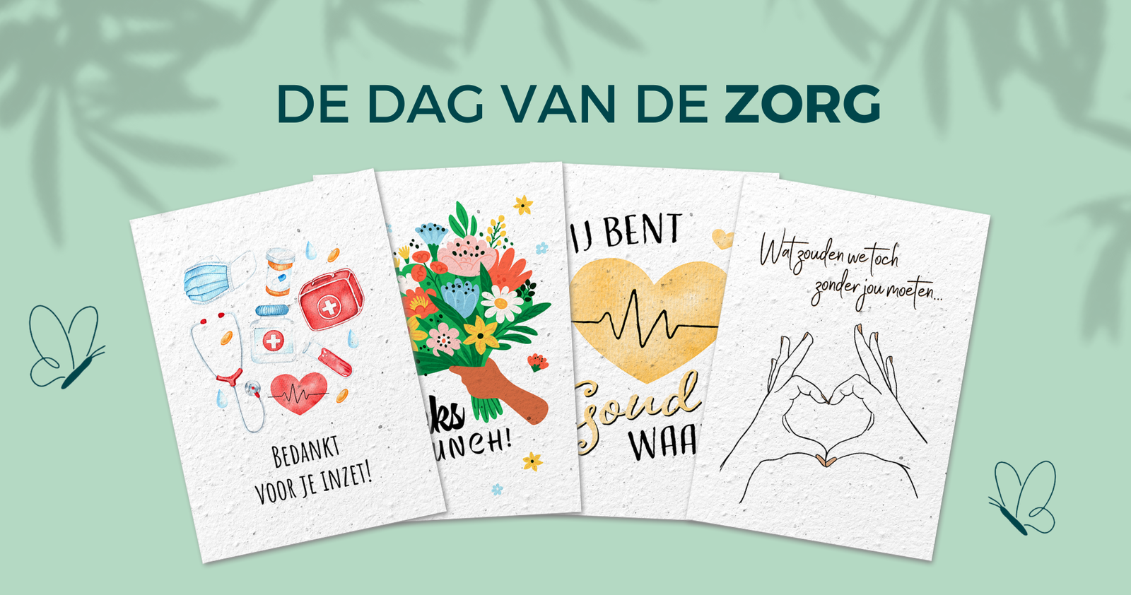 Header for the day of healthcare, showing our 4 custom cards