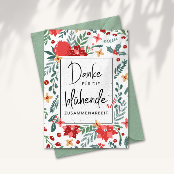 Weihnachtskarte “Blühende Zusammenarbeit”
