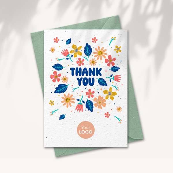 Thank you flowers card with logo