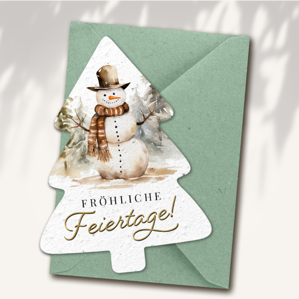 Weihnachtskarte traditioneller Weihnachtsbaum “Schneemann”