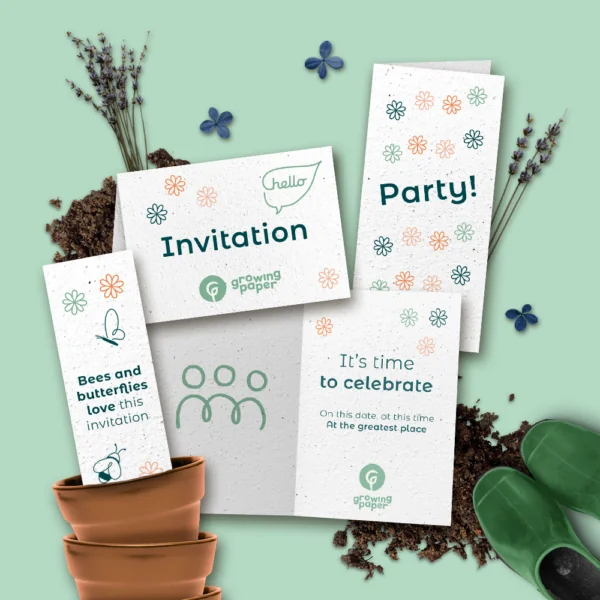 Seed paper invitation mockups