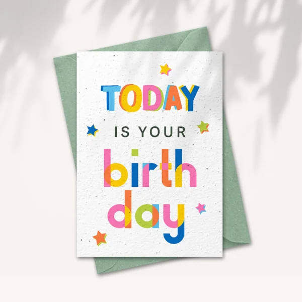 Growing paper card - Today is your birthday - With envelope