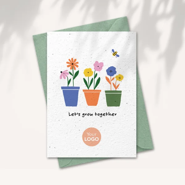 Let's grow together card with logo