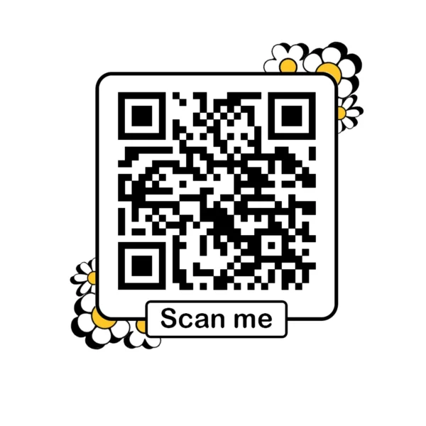 Black QR code with flowers