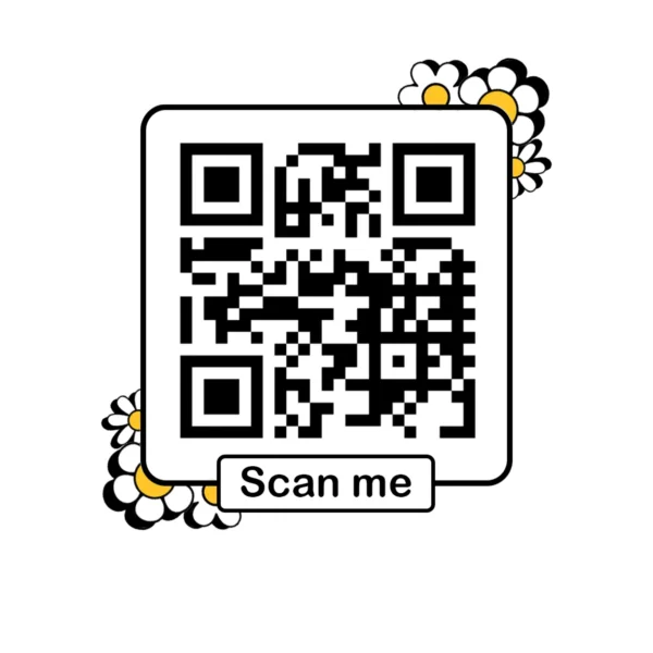 Black QR code with flowers