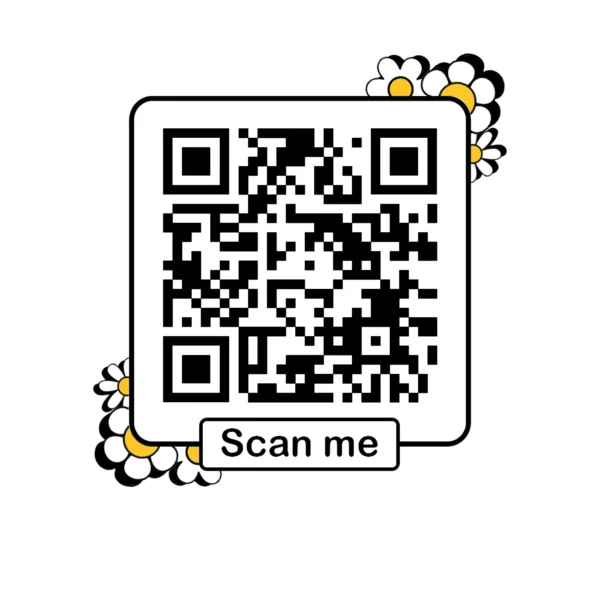 Black QR code with flowers