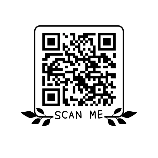 Black QR code with leaves