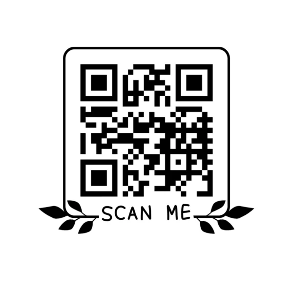 Black QR code with leaves