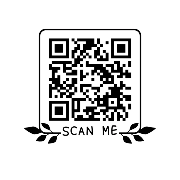 Black QR code with leaves